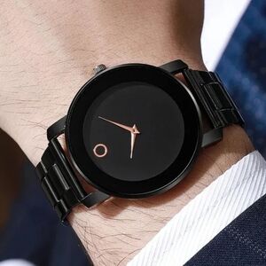 Elegant Black Watch with Rose Gold Accents